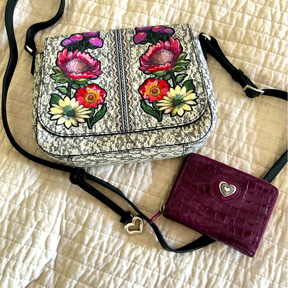 Brighton Africa Stories cross body bag with matching wallet.